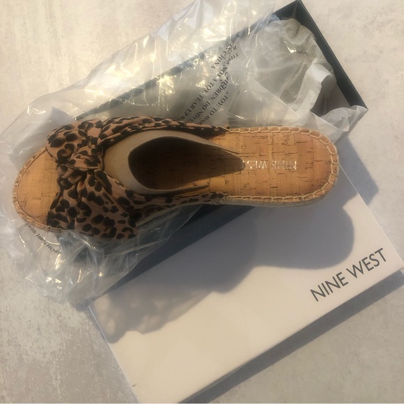 Nine West Brock Animal Print Slip On Bow Espadrille Sandal, 9 NIB - Picture 4 of 7